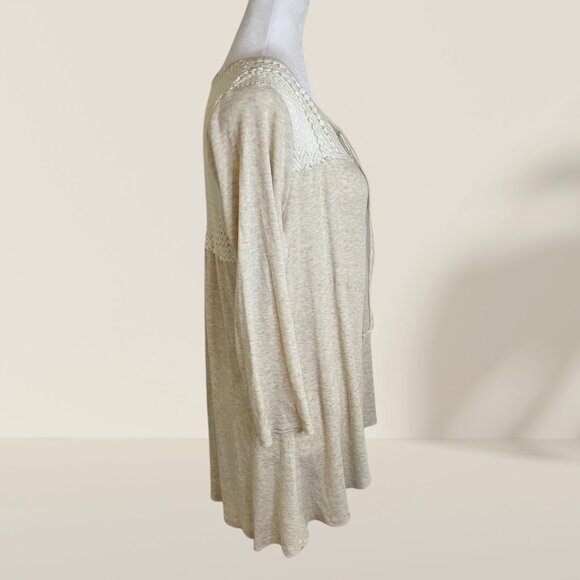 🤍 Style & Co. Boho Lace Yoke Tunic Top - Size L - Picture 3 of 7